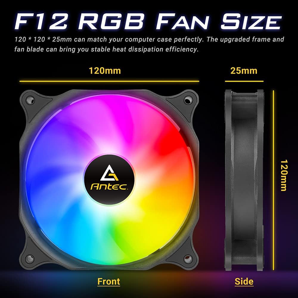 120Mm Case Fan, RGB Case Fans, 3 Packs RGB Fans, PC Fan, 4-PIN RGB, F12 Series