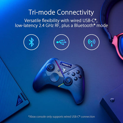 ASUS ROG Raikiri Pro OLED Display, Tri-Mode Connectivity, Remappable Buttons&Triggers, 4 Rear Buttons, Step&Linear Triggers, Adjustable Joystick Sensitivity, 3.5Mm Jack with ESS DAC, for PC and Xbox