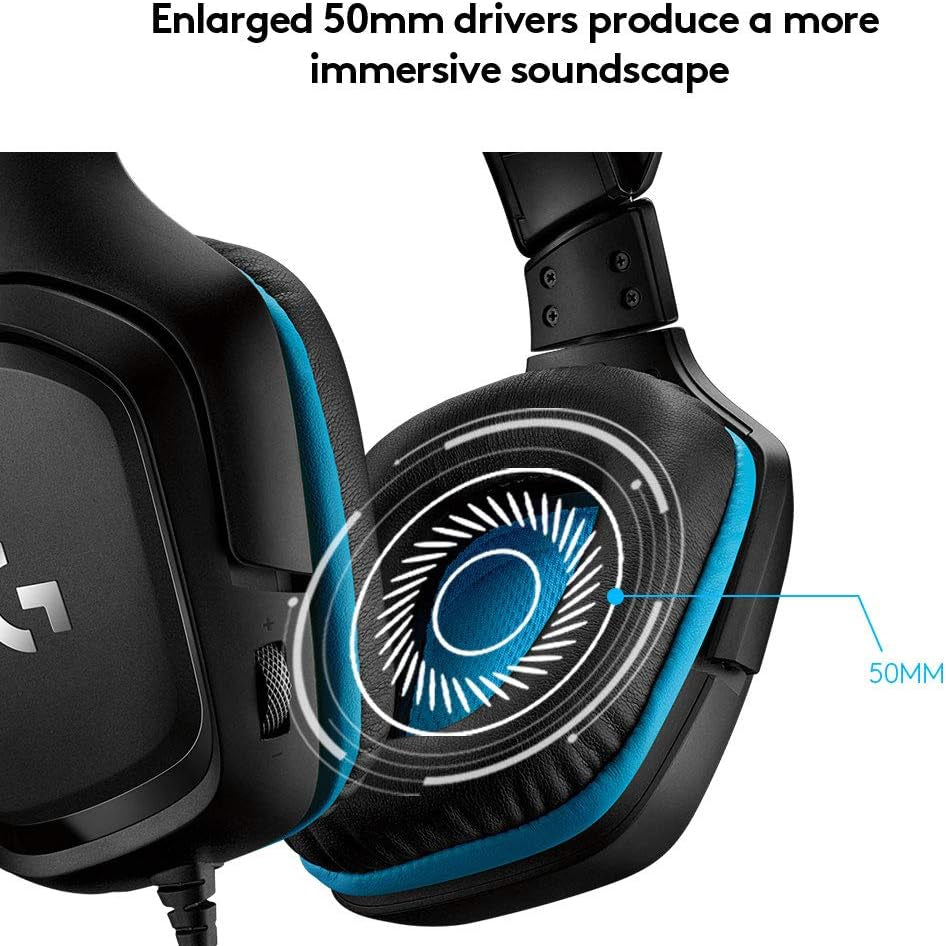 Logitech G432 Wired Gaming Headset, 7.1 Surround Sound, DTS Headphone:X 2.0, 50 Mm Audio Drivers, USB and 3.5 Mm Jack, Flip-To-Mute Mic, PC, Black