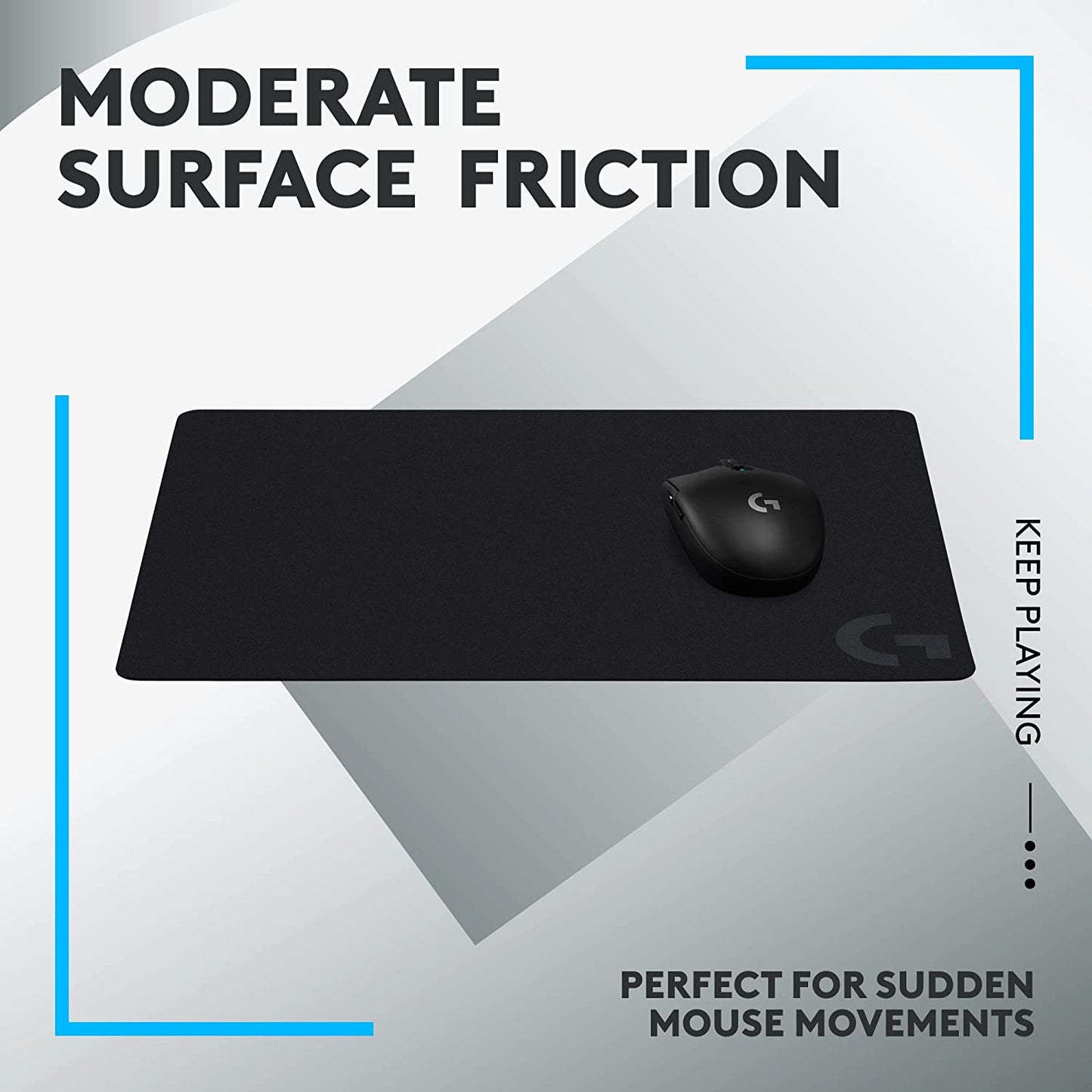 Logitech G240 Cloth Gaming Mouse Pad, Optimized for Sensors, Moderate Surface Friction, Non-Slip Mouse Mat, Mac and PC Accessories, 340 X 280 X 1 Mm, Black