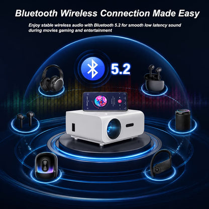 Transform Your Space with the Native 1080P Mini Projector - Experience Stunning 4K Support, 5G Wifi, and Bluetooth for Ultimate Home Theater Enjoyment!