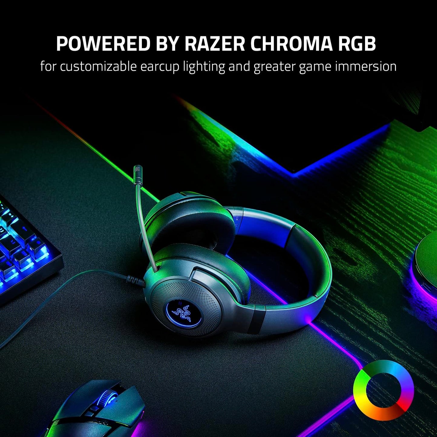 Razer Kraken V3 X Wired USB Gaming Headset: Lightweight Build - Triforce 40Mm Drivers - Hyperclear Cardioid Mic - 7.1 Surround Sound - Chroma RGB Lighting - Black