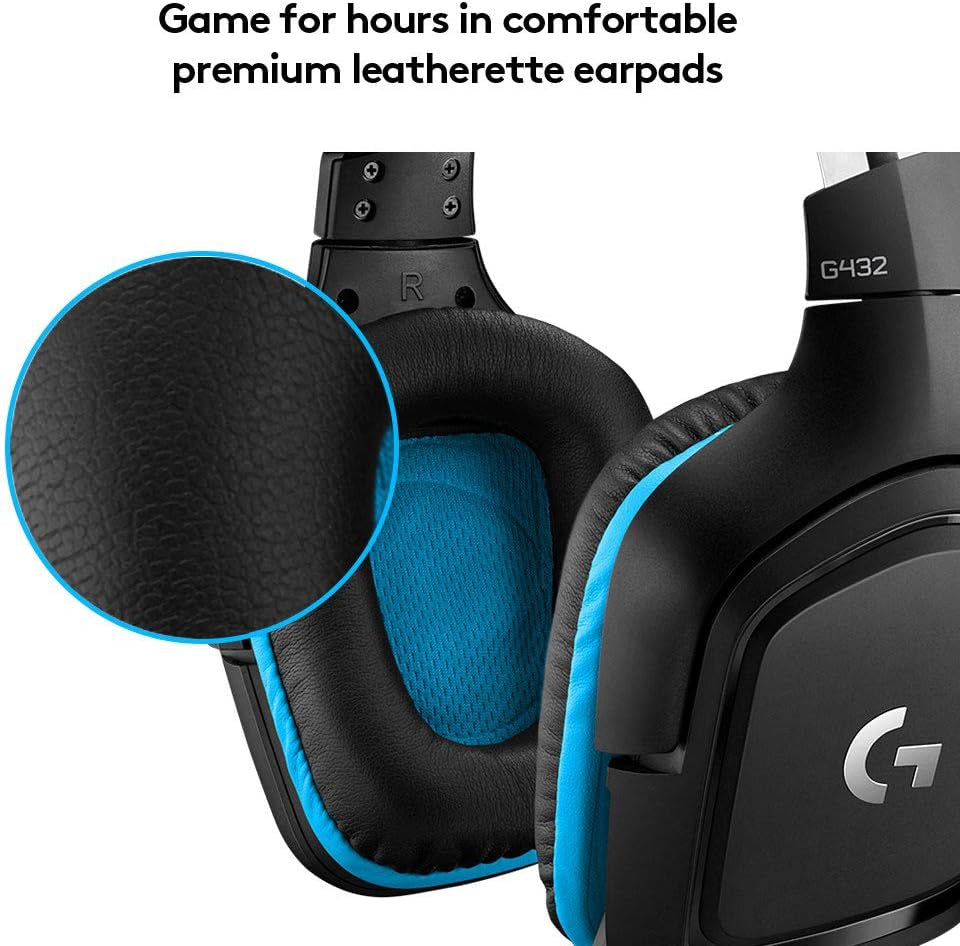 Logitech G432 Wired Gaming Headset, 7.1 Surround Sound, DTS Headphone:X 2.0, 50 Mm Audio Drivers, USB and 3.5 Mm Jack, Flip-To-Mute Mic, PC, Black