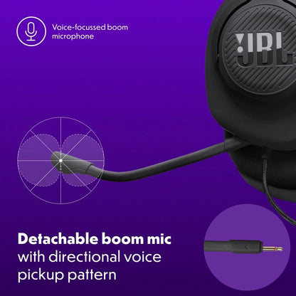 Quantum 100M2 - Wired Over-Ear Gaming Headset with Omnidirectional, Detachable Mic with Mute Option and Fabric-Covered Memory Foam Ear Cushions, Compatible with All Platforms (Black)