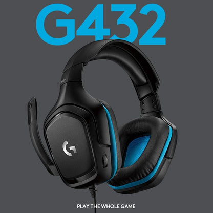 Logitech G432 Wired Gaming Headset, 7.1 Surround Sound, DTS Headphone:X 2.0, 50 Mm Audio Drivers, USB and 3.5 Mm Jack, Flip-To-Mute Mic, PC, Black
